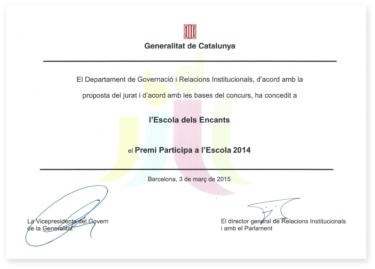 diploma premi participa a l'escola 2014